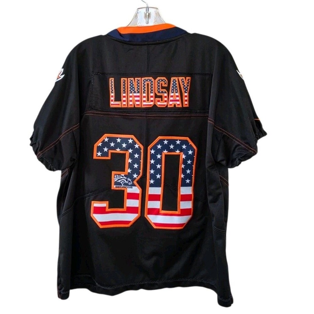 Phillip Lindsay Denver Broncos Jersey Size L Legendary Flag Edition Black Jersey